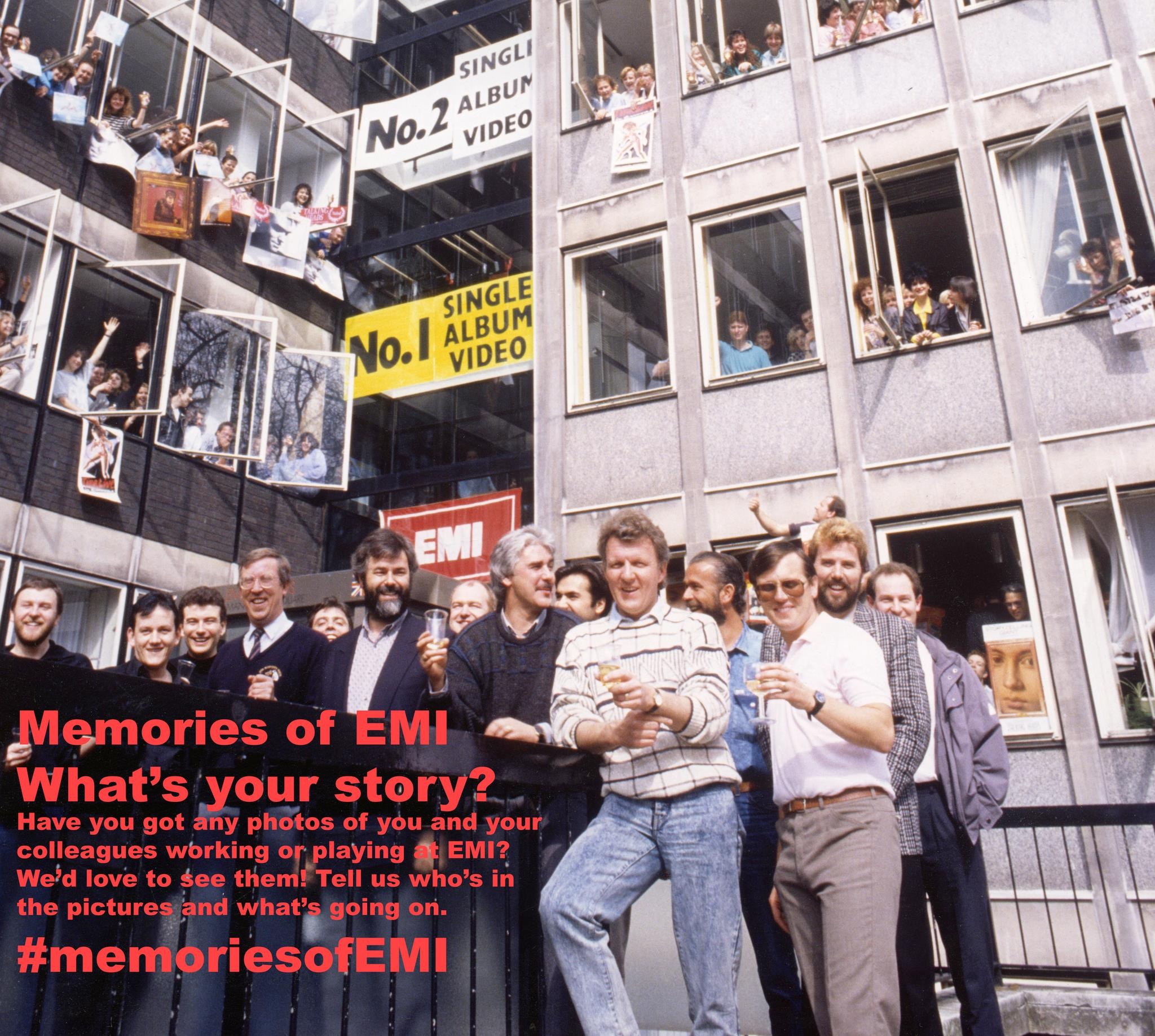 EMI Records celebrating No. 1 Single, No.1 Album and No. 1 Video Manchester Square 1987 Left to right - Malcolm Hill, Mike Andrews, Malcolm Anderson, Chips Chipperfield, Rupert Perry, Tony Wadsworth, Martin Haxby, Nick Gatfield, David Hughes, Andrew Prior Courtesy of the Rupert Perry Collection © EMI Group Archive Trust 