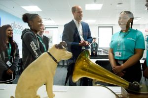Prince William talks to Global Academy students. Photograph copyright Global