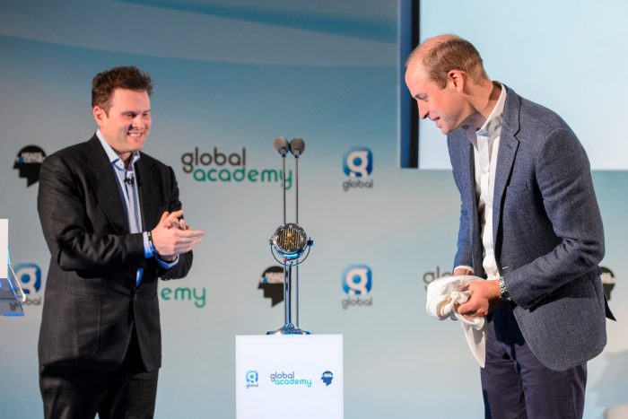 Prince William declared Global's Academy officially open and unveiled the original microphone that was commissioned by EMI for his great grandfather, King George VI. Photograph copyright Global.