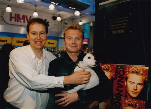 Nippey with Ronan Keating at the HMV Oxford Street opening in 2000